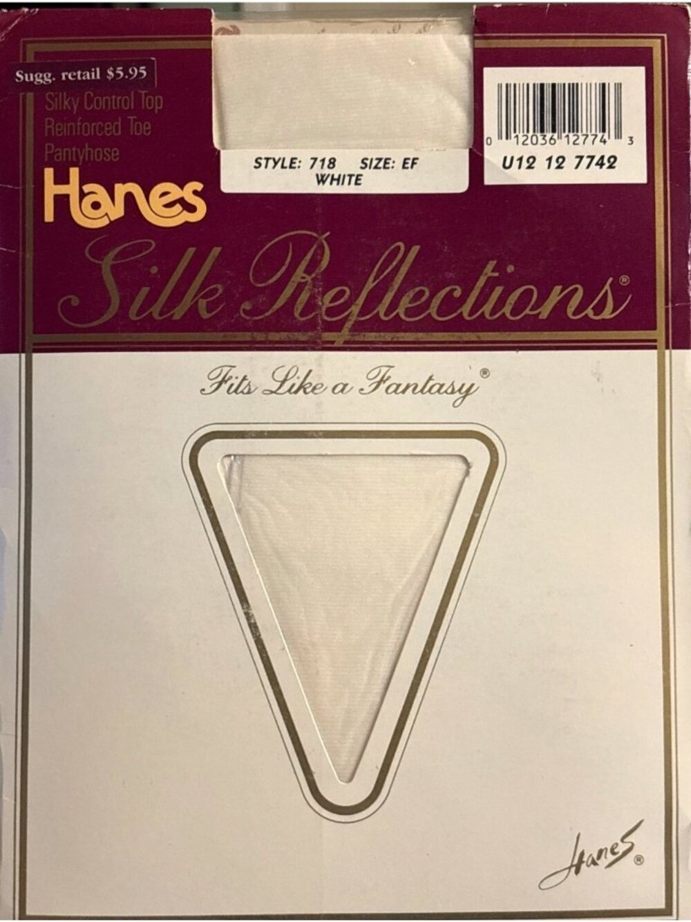 VTG Womens Hanes Silk Reflections White Pantyhose Size EF Silky Control Top 718